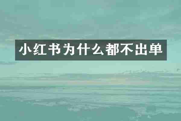 小红书为什么都不出单