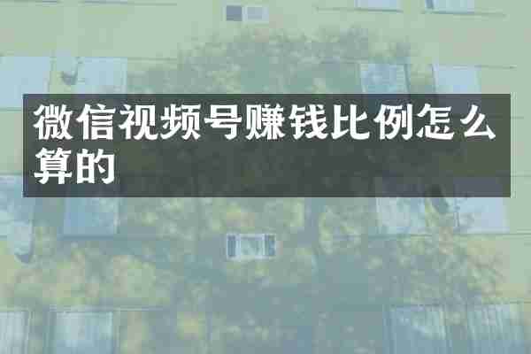 微信视频号赚钱比例怎么算的