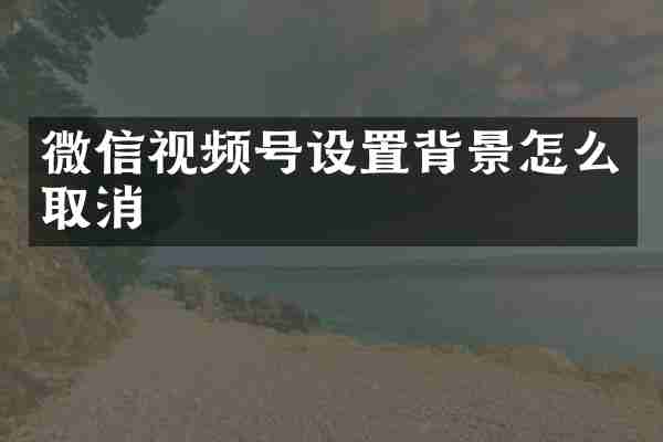 微信视频号设置背景怎么取消