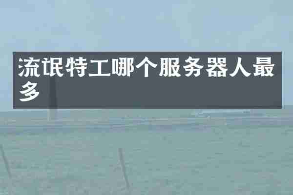 流氓特工哪个服务器人最多