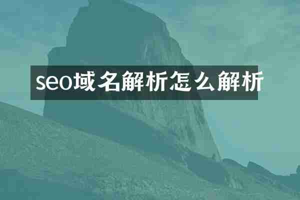 seo域名解析怎么解析