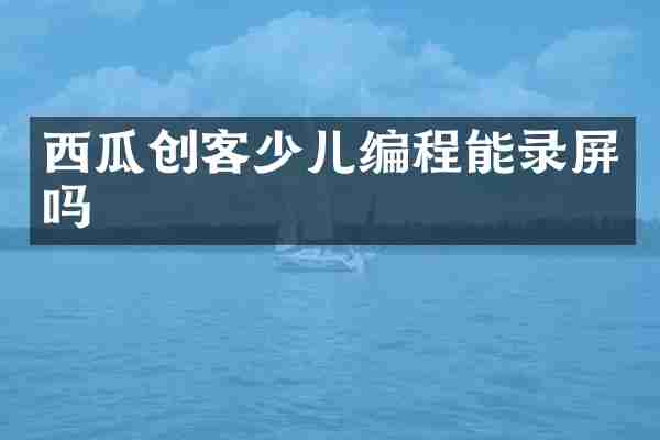 西瓜创客少儿编程能录屏吗
