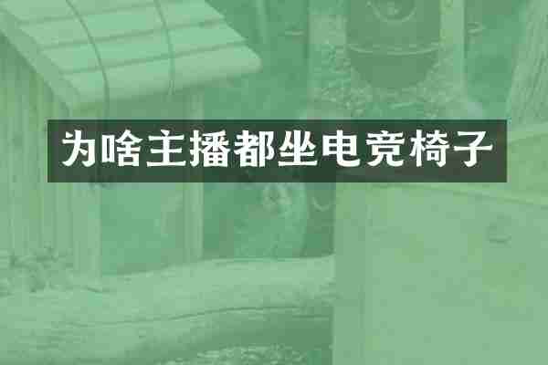 为啥主播都坐电竞椅子