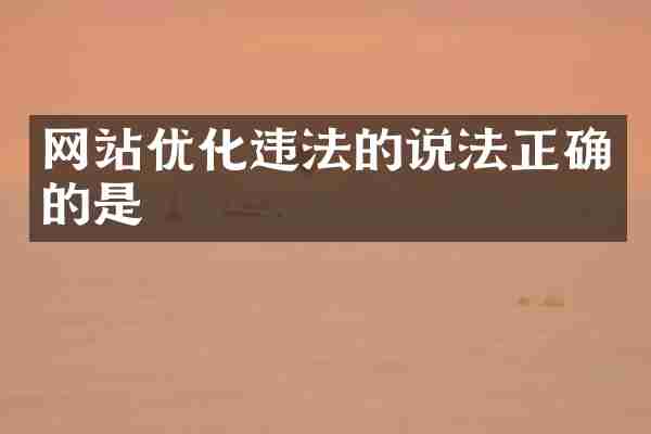 网站优化违法的说法正确的是