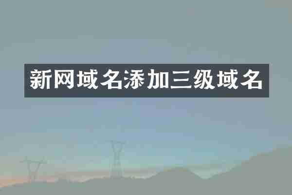 新网域名添加三级域名