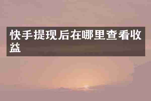 快手提现后在哪里查看收益