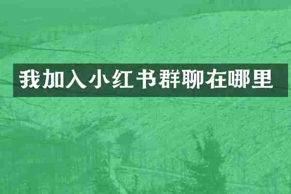 我加入小红书群聊在哪里