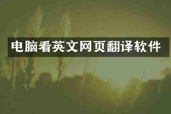 电脑看英文网页翻译软件