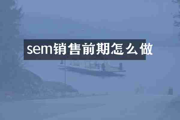 sem销售前期怎么做
