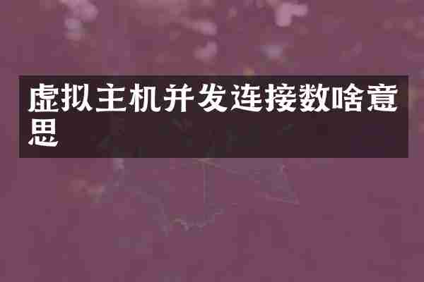 虚拟主机并发连接数啥意思