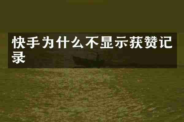 快手为什么不显示获赞记录