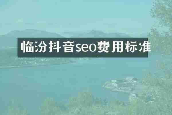 临汾抖音seo费用标准