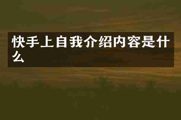 快手上自我介绍内容是什么