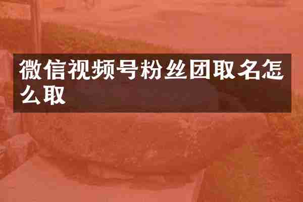 微信视频号粉丝团取名怎么取