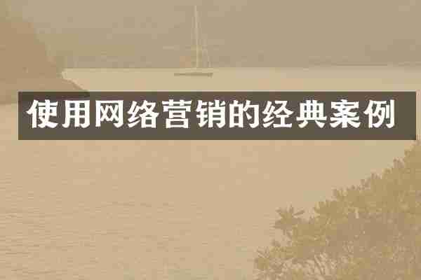 使用网络营销的经典案例