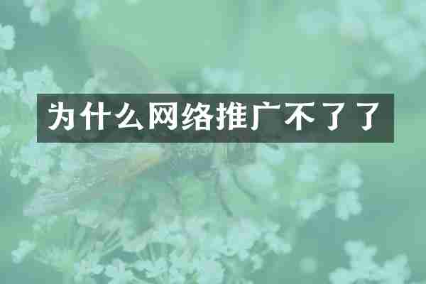 为什么网络推广不了了