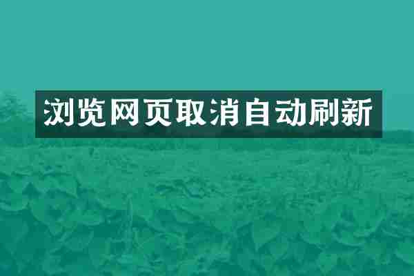 浏览网页取消自动刷新
