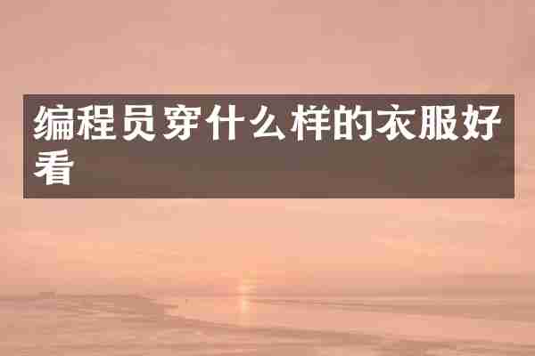 编程员穿什么样的衣服好看