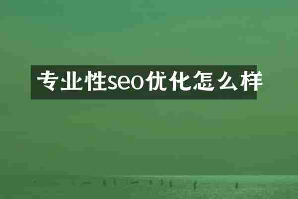 专业性seo优化怎么样