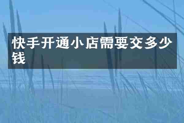快手开通小店需要交多少钱
