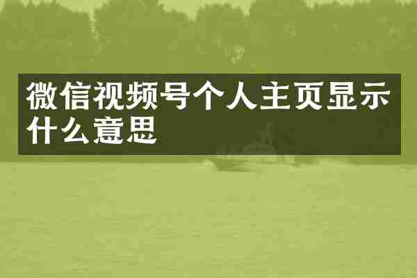 微信视频号个人主页显示什么意思