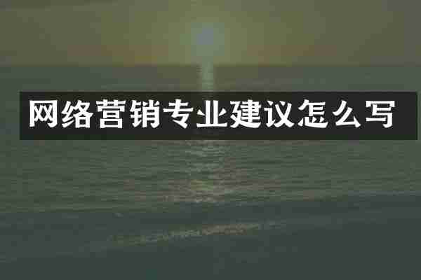 网络营销专业建议怎么写
