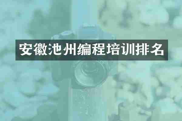 安徽池州编程培训排名