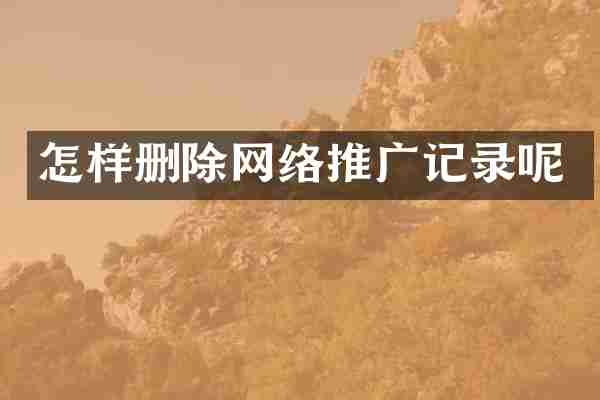 怎样删除网络推广记录呢