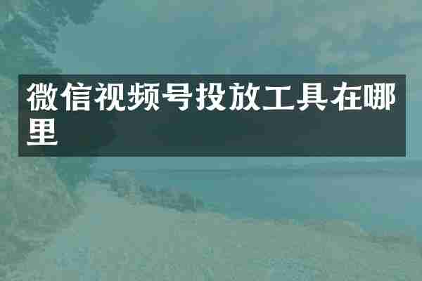 微信视频号投放工具在哪里