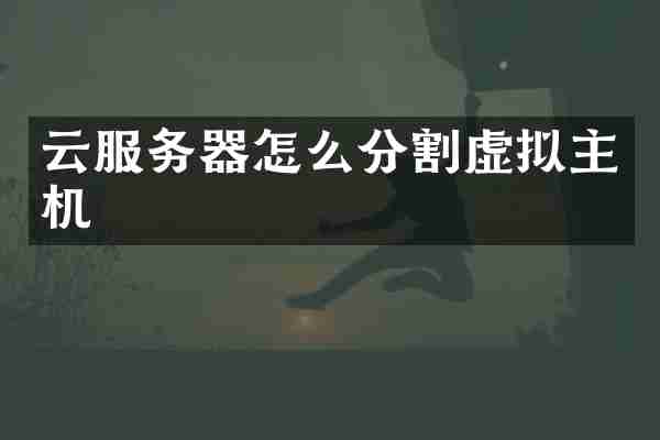 云服务器怎么分割虚拟主机
