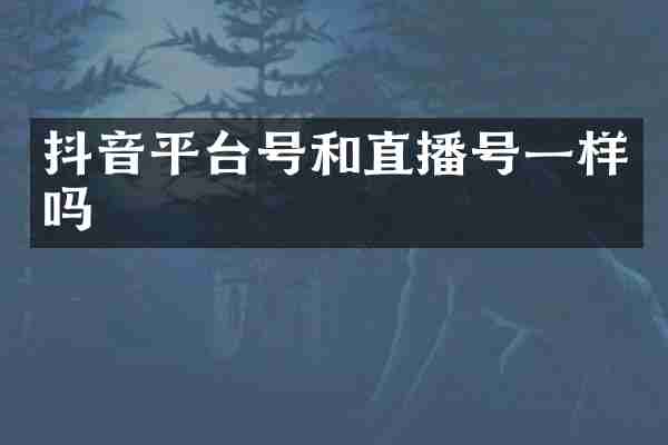 抖音平台号和直播号一样吗