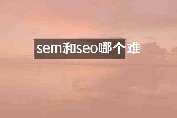 sem和seo哪个难
