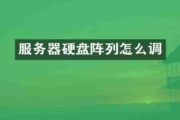 服务器硬盘阵列怎么调