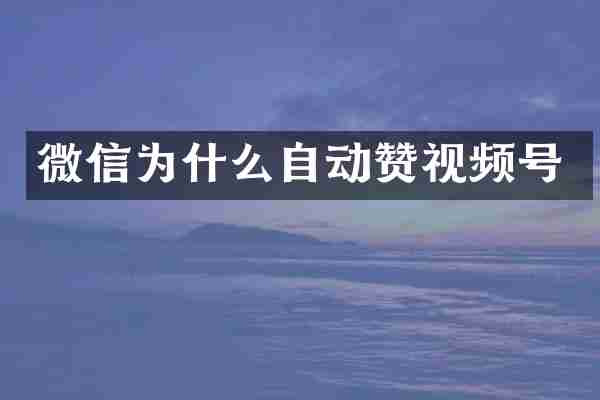 微信为什么自动赞视频号