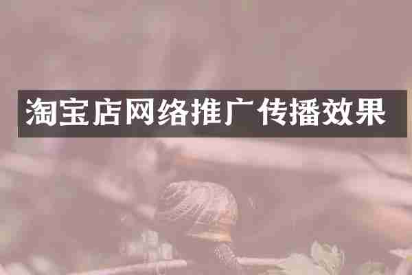 淘宝店网络推广传播效果