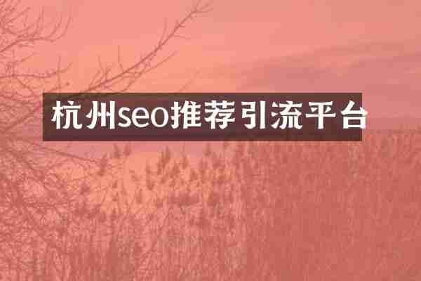 杭州seo推荐引流平台