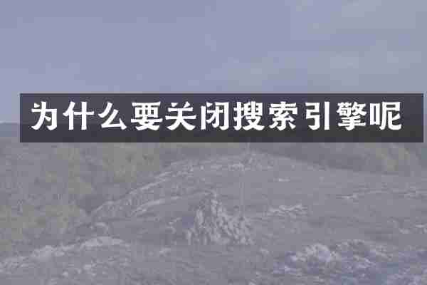 为什么要关闭搜索引擎呢