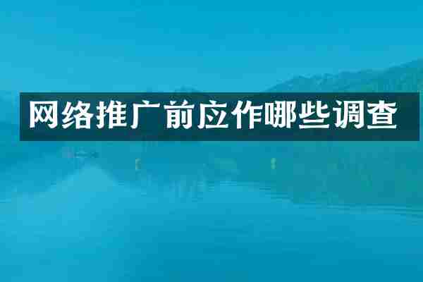 网络推广前应作哪些调查