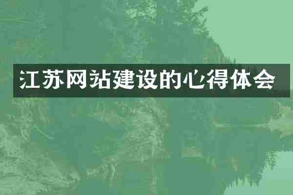 江苏网站建设的心得体会