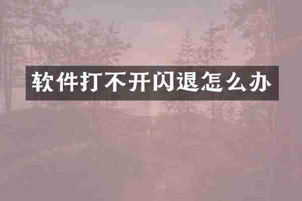 软件打不开闪退怎么办