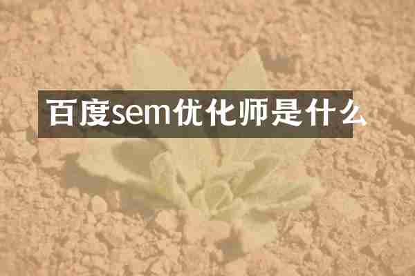百度sem优化师是什么