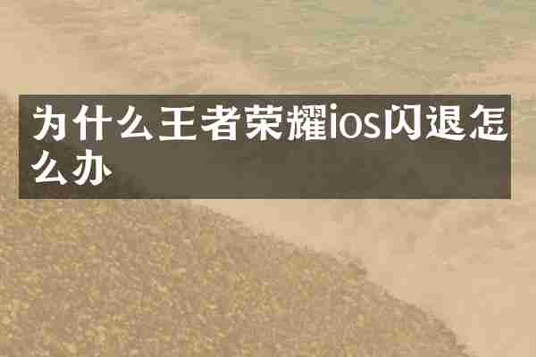 为什么王者荣耀ios闪退怎么办