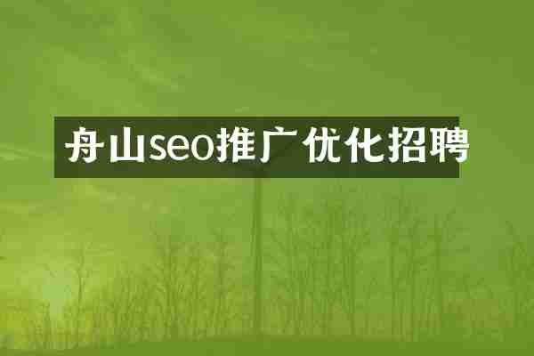 舟山seo推广优化招聘