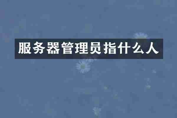 服务器管理员指什么人