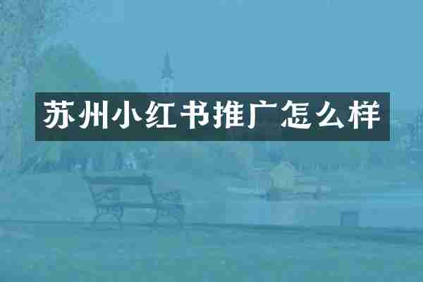 苏州小红书推广怎么样