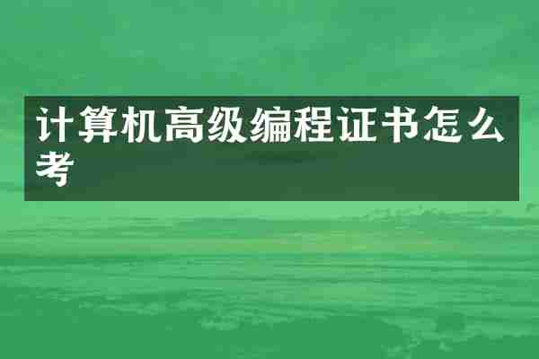 计算机高级编程证书怎么考