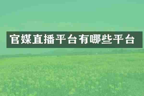 官媒直播平台有哪些平台