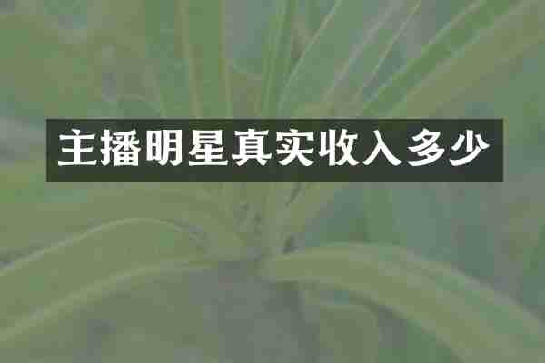 主播明星真实收入多少