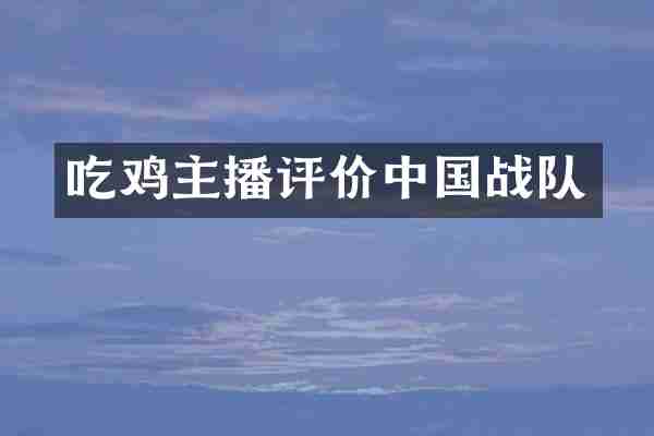 吃鸡主播评价中国战队