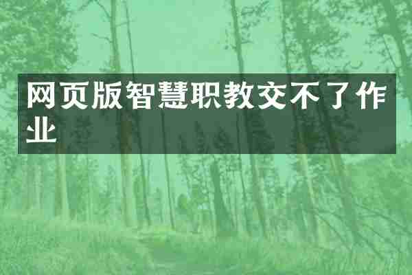 网页版智慧职教交不了作业